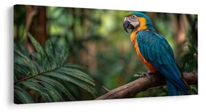 Tablou papagal printre frunze tropicale