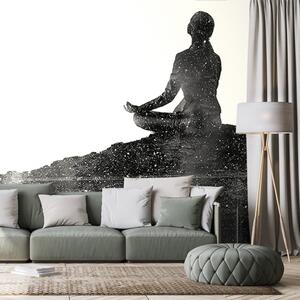 Tapet meditația femeii în design alb-negru