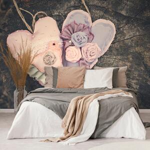 Fototapet handmade inimioare pe trunchi