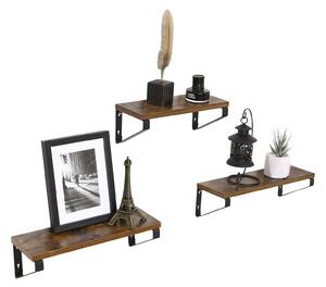 Set 3 rafturi, etajere de perete Vasagle vintage, industrial maro/ negru