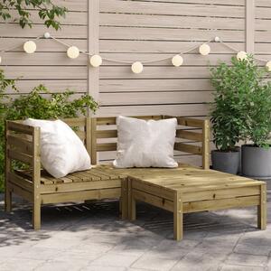 Canapea de grădină 2 locuri/taburet, lemn de pin tratat
