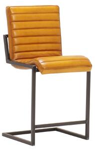 Scaun bar din piele Nomad Ribbed I DarkBrown