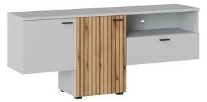 Comoda TV VERO, alb/stejar, PAL laminat, 160x40x69 cm