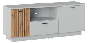 Comoda TV VERO, alb/stejar, PAL laminat, 145x40x59 cm