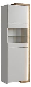 Vitrina DASAR, grej/stejar, PAL laminat/sticla, 64x40x203 cm