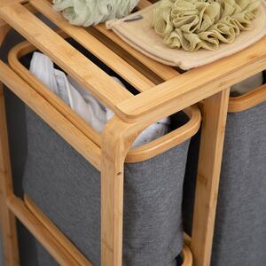 Cos de rufe din bambus HOMCOM, 3 pungi glisante, material textil | Aosom RO