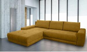 Coltar extensibil ADRIA, universal, stofa catifelata galben mustar - M