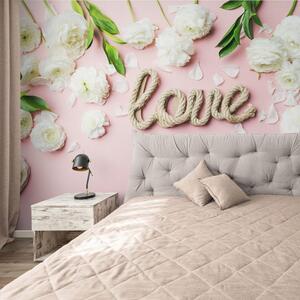 Fototapet cu inscripție Love în design romantic