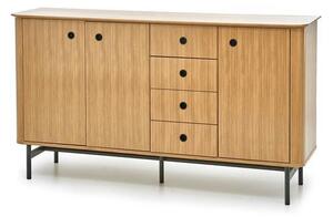 Comoda SMART, stejar/negru, furnir/metal 167x44x93 cm
