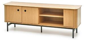 Comoda TV SMART, stejar/negru, furnir/metal, 167x44x59 cm