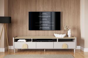 Comodă TV Amilio 200 cm cu sertare - cashmere / stejar uleiat / mânere stejar deschis