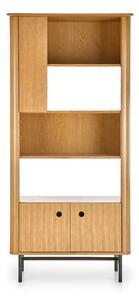 Biblioteca SMART, stejar/negru, PAL/furnir/metal, 97x37x196 cm