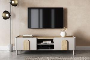 Comodă TV Amilio 170 cm cu sertar - cashmere / stejar uleiat / mânere stejar deschis
