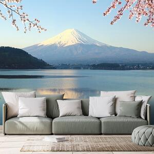 Fototapet vedere din lac la Fuji