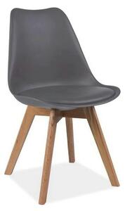 Scaun KRIS, gri/stejar, piele ecologica/lemn, 49x43x83 cm