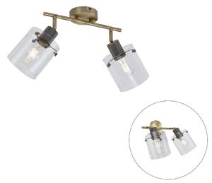 Spot de tavan de design bronz cu sticlă transparentă 2 lumini - Domo