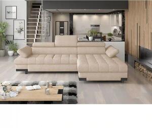 Coltar extensibil SELVA MINI, sezlong dreapta, stofa catifelata bej -