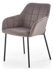 Scaun living K305, gri/negru, stofa catifelata/metal, 58x57x80 cm