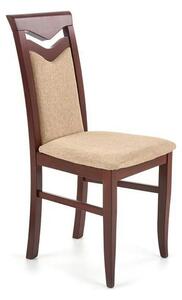 Scaun tapitat CITRONE, bej/nuc, stofa clasica/lemn, 44x43x96 cm