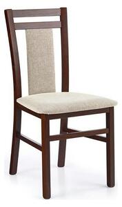 Scaun tapitat HUBERT 8, bej/nuc, stofa clasica/lemn, 45x51x90 cm