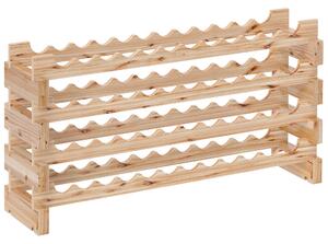 HOMCOM Raft pentru Sticle de Vin, Etajeră pentru Sticle cu 4 Rafturi pentru 48 Sticle, 114x28x56,5 cm, Lemn Natural | Aosom Romania