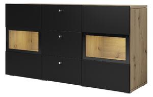 Comodă Baros 26 132 cm - stejar artizanal / negru mat