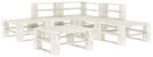 Set mobilier de grădină din paleți, 6 piese, alb, lemn