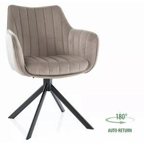Scaun living rotativ AZALIA, bej inchis/negru, stofa catifelata/metal