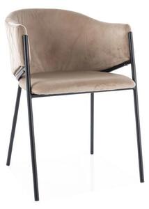Scaun BONO, bej/negru, stofa catifelata/metal, 55x44x77 cm
