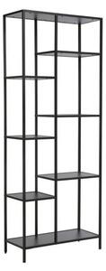 Etajera COSTA A, negru mat, PAL laminat/metal, 70x30x178 cm