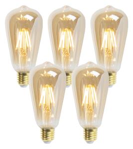 Set de 5 becuri LED E27 reglabile ST64 Goldline 5W 380lm 2200K