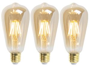 Set de 3 becuri LED cu dimmer E27 ST64 Goldline 5W 380lm 2200K