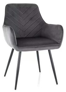 Scaun FIG, gri/negru, stofa catifelata/metal, 57x47x85 cm