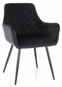 Scaun FIG, negru, stofa catifelata/metal, 57x47x85 cm