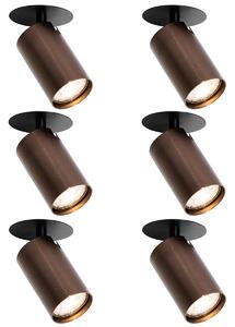 Set de 6 spoturi încastrate moderne bronz închis GU10 50mm - Chels