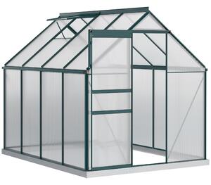 Outsunny Sera pentru plante din aluminiu kit sera de gradina walk-in din policarbonat cu ventilatie, Verde | Aosom Romania