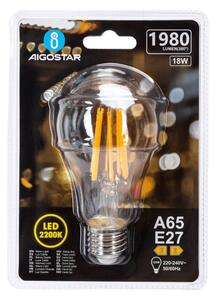 Bec LED Vintage A65, soclu E27, 18W, 230V, 2200K - Aigostar