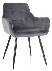 Scaun gri inchis LEMON, stofa catifelata/metal, 57x47x85 cm