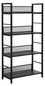 Etajera RAW R4, negru, PAL laminat/metal, 60x28x121 cm