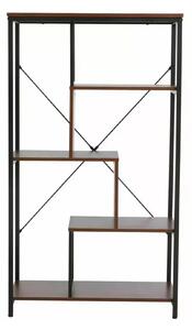 Biblioteca NET B, nuc inchis/negru, PAL laminat/metal, 75x35x132 cm