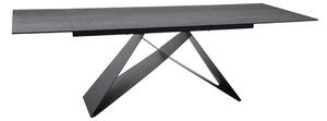 Masa moderna dining WESTIN, gri/negru, sticla/metal, 160-240x90x77 cm