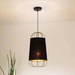 Duolla Lampă suspendată Lantern mică, textil, metal, negru, reglabil, Negru, Camera de zi / sufragerie, Țesătură / Textil