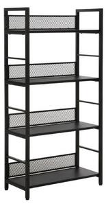 Etajera RAW R5, negru, PAL laminat/metal, 60x28x154 cm