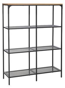 Etajera LEX A, stejar/negru, PAL laminat/metal, 100x36x136 cm