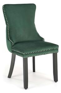 Scaun ALDA, verde inchis/negru, stofa catifelata/lemn, 50x62x95 cm