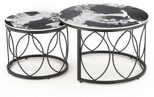 Set 2 masute ALEXANDRA, negru, ceramica/metal, 70x47/50x41 cm