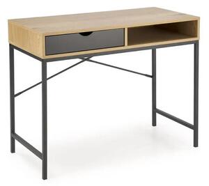 Birou B50, stejar/negru, PAL/metal, 95x48x76 cm