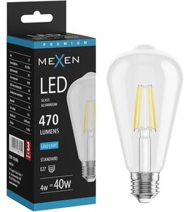 Mexen Vintis, Bec LED cu filament E27, ST64, 4 W, alb rece 6500K, transparent, L152-E27-0465-00
