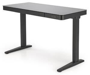 Birou B52, negru, sticla/metal, 120x60x77/120 cm