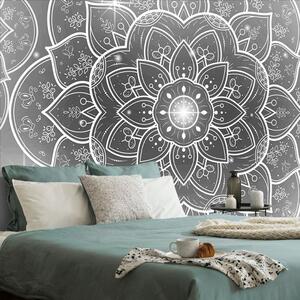 Tapet Mandala orientală în alb-negru